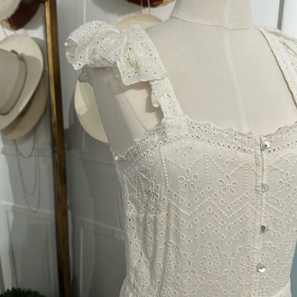 Veronica Beard Aislin Eyelet Cotton Tiered Maxi Dress Size 4 In White - Picture 7 of 10